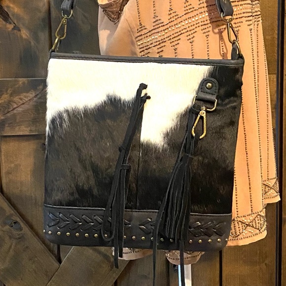 Handbags - Genuine Leather Black&White Cowhide shoulder Bag